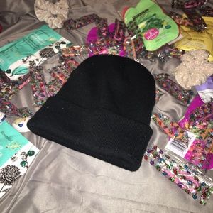 plain black beanie